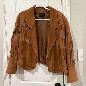 G4000 Brown Suede Fringe Leather Jacket Western